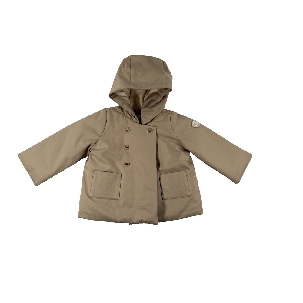 Bonpoint Misha Hooded Coat Beige Size 2A Double Breasted Luxury Kids Jacket NWT